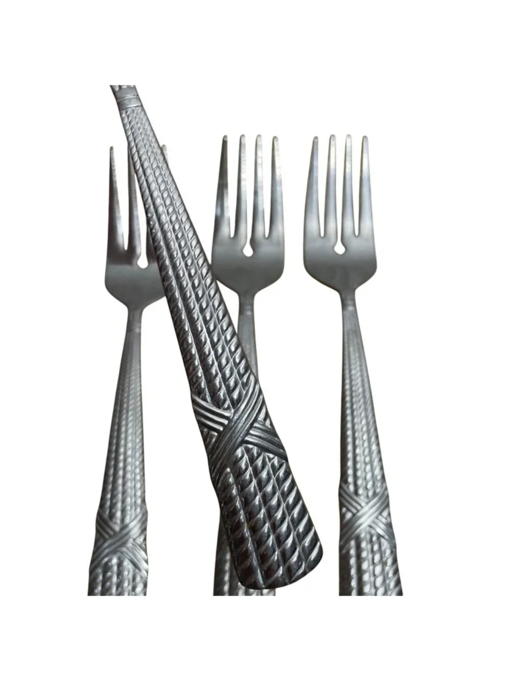 Farberware FRW56 Pattern 4 Salad Dessert Forks Stainless Flatware Glossy Rope X